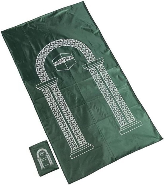 Draagbare Gebedsmat voor Moslims, Ideaal voor Reis, Ramadan en Eid, Donkergroen, 100x55cm