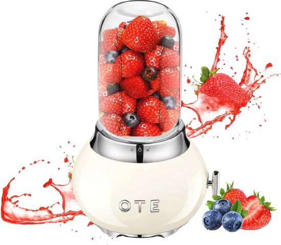 Draagbare Glazen Blender met Roestvrijstalen Behuizing - 400ml Mini Blender voor Smoothies, Sappen & Milkshakes