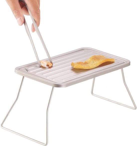 Draagbare Grill - Opvouwbare BBQ - Buiten Koken - Lichtgewicht Titanium - 27 cm Uitgevouwen - Zilverkleurig