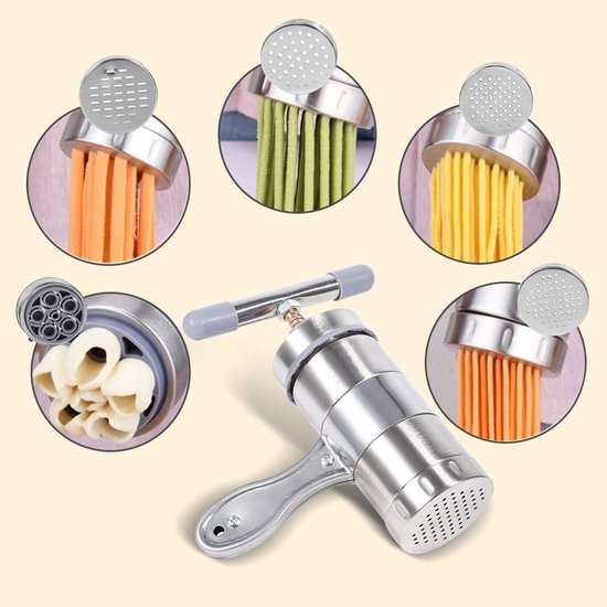 Draagbare Handmatige Pastamaker van RVS voor Thuisgebruik en Restaurants - Ideaal voor Verse Pasta, Noodles en Sapjes