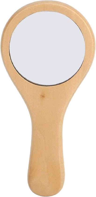 Draagbare Houten Make-up Spiegel met Ergonomische Handgreep, Ideaal voor Thuis en Op Reis, Duurzaam en Handig in Gebruik van Merkloos