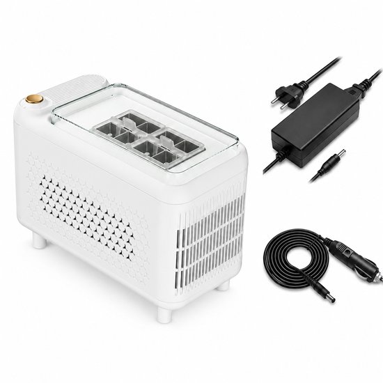 Draagbare ijsblokjesmachine 12V - Compacte ijsmaker voor onderweg - Voor kamperen, camper, kantoor en outdoor - Snel ijsblokjes in 13-22 min - ABS behuizing-Wit