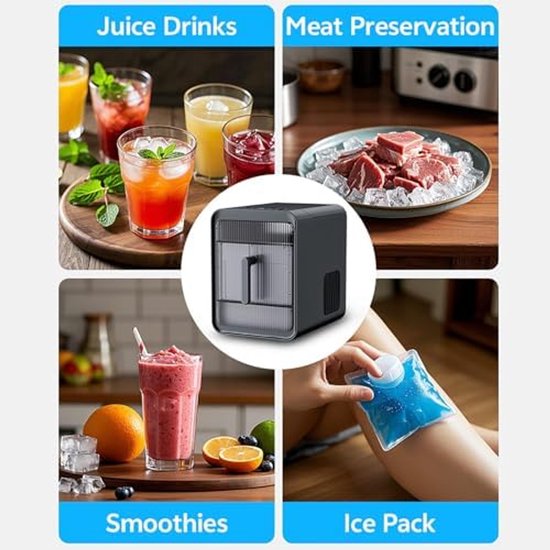 Draagbare ijsblokjesmachine - IJsmaker aanrecht - Drankjes Koelen - Zelfreinigende functie - 15 kg per dag - Zilver