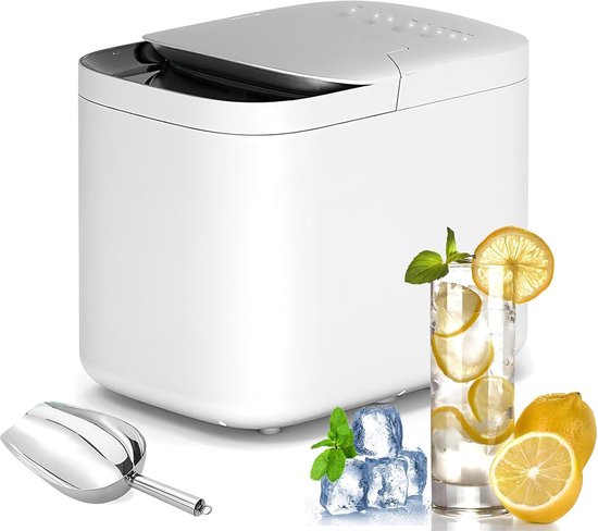 Draagbare ijsmachine - Keukenapparaat - Feestjes en drankjes - Zelfreinigend - 15kg per dag - Wit