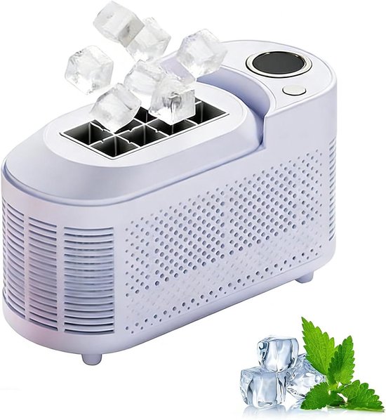 Draagbare IJsmachine - Mini Ijsmaker - Drankjes Koelen - Snel IJs In 10 Min - 8 Ijsblokjes - Paars