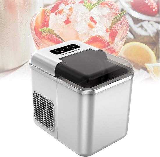 Draagbare Ijsmachine - Zelfreinigend Apparaat - Snel IJs Maken - WIFI App Bediening - 9 Blokjes Per Keer - Zilver