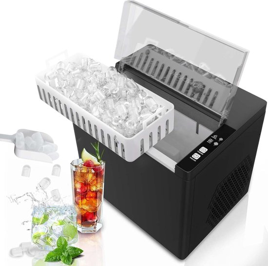 Draagbare IJsmaker - IJsmachine Blokjes - Drankjes Koelen - Eenvoudige Bediening - 12kg per 24 uur - Zwart