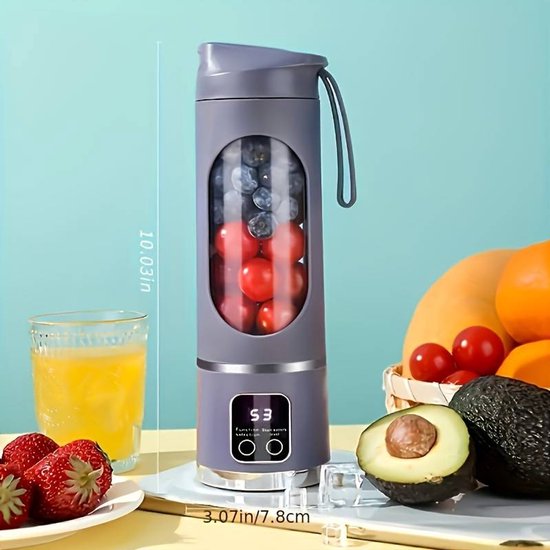 Draagbare, krachtige blender voor het maken van smoothies en milkshakes. Een krachtige, oplaadbare USB-blender met 12 messen, een inhoud van 450 ml en een mini-sapcentrifuge, perfect voor op kantoor, op reis en in de sportschool – Paars. van Merkloos