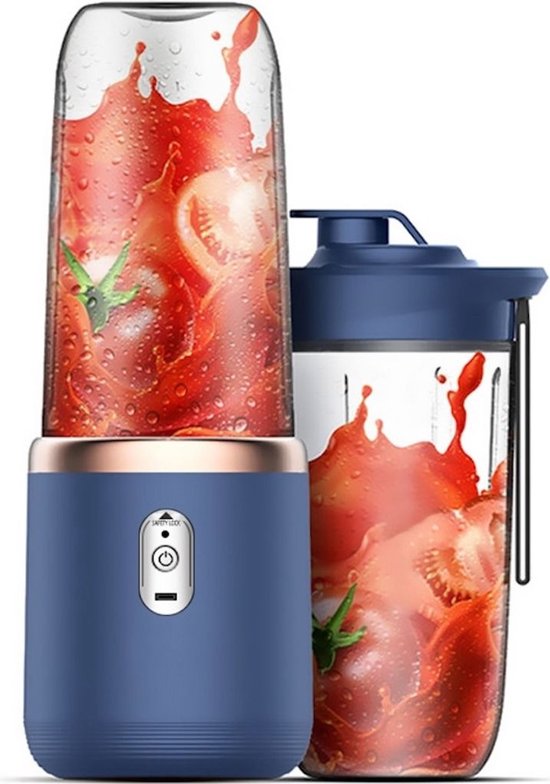 Draagbare milkshake-maker met 6 messen, werkt op USB-voeding, voor het maken van milkshakes en smoothies.