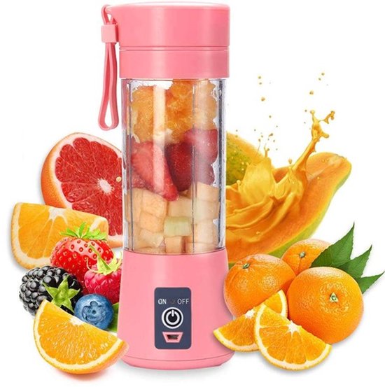 Draagbare Mini Blender - 400 ml - 6 messen - Blender To Go - Blend In - Smoothie Maker - USB Oplaadbaar - Draadloos - Fruit Mixer - Blauw - Portable Shaker - Juice Mixer - Draagbare Mini Blender - On The Go - Gym - Proteïne en fruit - Compact - Reis van Merkloos