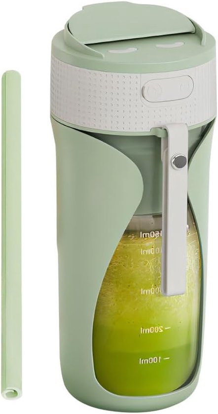 Draagbare mini-blender - Persoonlijke blender - Snelle smoothies maken - Twee drinkmethoden - 450 ml - Groen