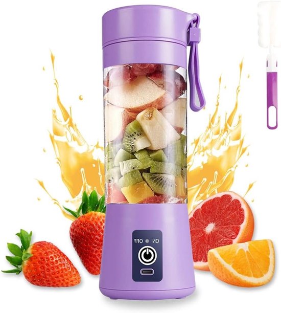 Draagbare Mini Mixer voor Shakes en Smoothies, Elektrische USB Juicer met 380ml Capaciteit en Zes Bladen voor Perfecte Mixresultaten
