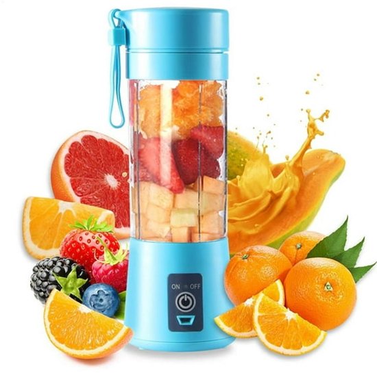 Draagbare mini-smoothieblender, USB-oplaadbare fruitpers met 6 messen, handblender, geschikt voor sport, reizen en buitenactiviteiten. van Merkloos