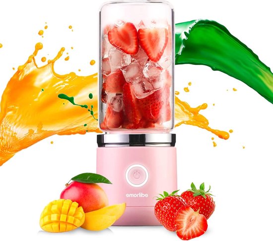 Draagbare mini-staafmixer voor groenten en fruit - 380 ml smoothie blender USB-oplaadbaar - 2000 mA (roze) sapcentrifuge groenten en fruit van Merkloos