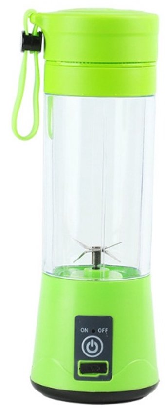Draagbare mixbeker - Elektrische USB-minisapcentrifuge en blender - Voor milkshakes en vruchtensappen - 380 ml - Zes messen - Groen van Merkloos