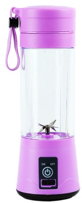Draagbare mixbeker - Elektrische USB-minisapcentrifuge en blender - Voor milkshakes en vruchtensappen - 380 ml - Zes messen - Paars van Merkloos