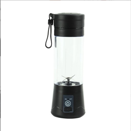 Draagbare mixbeker – Elektrische USB-minisapcentrifuge en blender – Voor milkshakes en vruchtensappen – 380 ml – Zes messen – Zwart van Merkloos