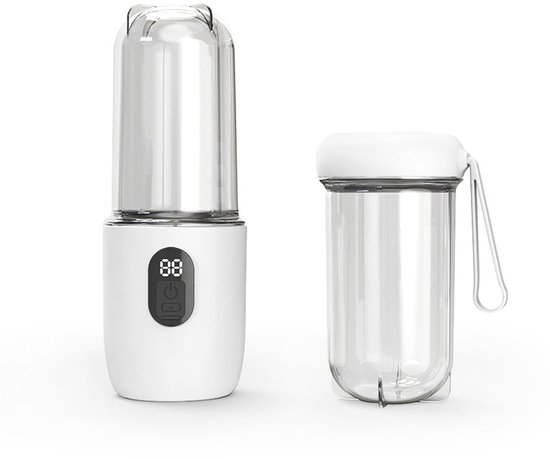 Draagbare mixer - 500 ml capaciteit - met digitaal scherm - oplaadmodel - wit