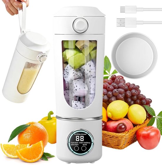 Draagbare Mixer 700ml, Oplaadbare Mini Mixers met Digitaal Display voor Milkshakes, Smoothies en Groenten, Perfect voor Gym, Kantoor en Reizen