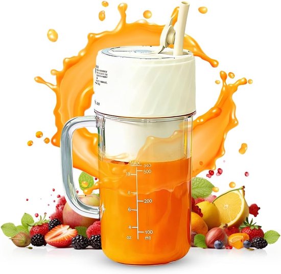 Draagbare Mixer - Mini Blender - Gezonde Drankjes Maken - 6 RVS Bladen - 400 ml - Beige