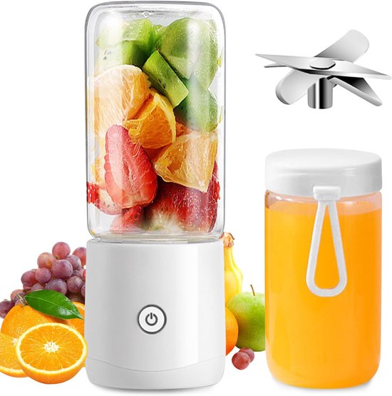 Draagbare Mixer, Mini Blender met 8 messen, USB-oplaadbaar, 380ml Fruit Mixer Sapmachine, persoonlijke draagbare blenderbeker, mini Smoothie-mixer voor smoothies, milkshakes, ijs, dranken van Merkloos
