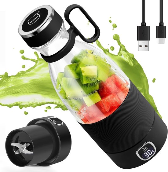 Draagbare Mixer - Roestvrij Staal - USB Oplaadbaar - LED Display - Voor Smoothies en Milkshakes