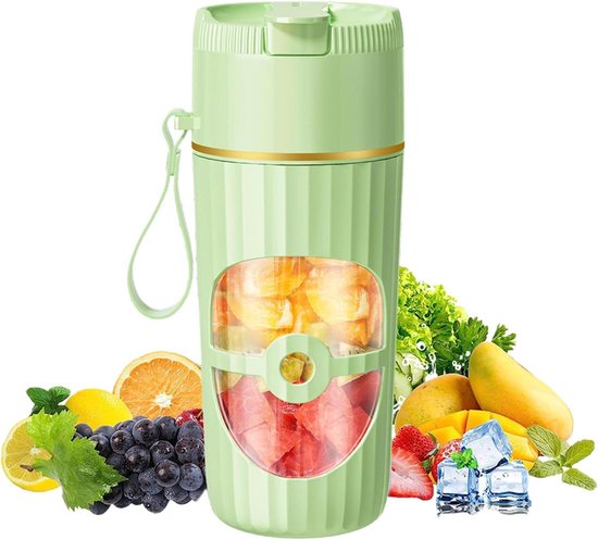 Draagbare Mixer - Sapcentrifuge Blender - Gezonde Dranken Maken - 10 Roestvrijstalen Messen - 400 ml - Groen