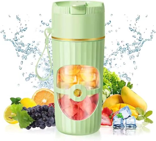 Draagbare Mixer - Smoothie Maker - Gezonde Dranken Maken - 6 Scherpe Bladen - 450 ml - Groen