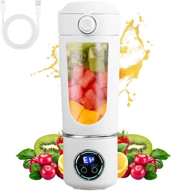 Draagbare Mixer - Smoothie Maker - Gezonde Drankjes Maken - 12 Roestvrijstalen Messen - 700 ml - Wit