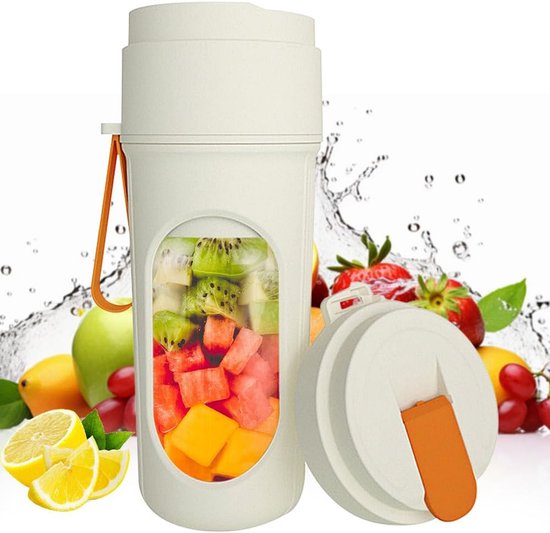 Draagbare Mixer - Smoothie Maker - Gezonde Drankjes Maken - Sterke Snijprestaties - 600 Milliliter - Wit van Merkloos