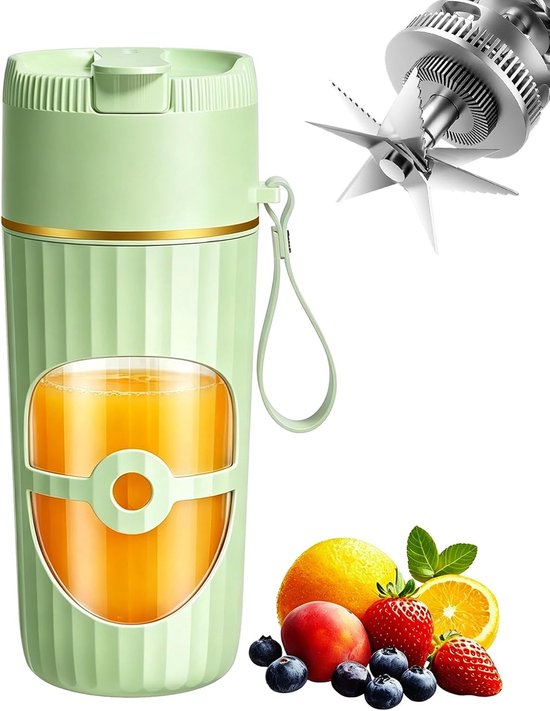 Draagbare mixer - Smoothiemaker USB - Gezonde dranken maken - 10 roestvrijstalen messen - 400 ml - Groen