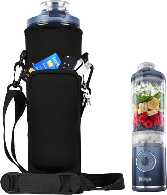 Draagbare mixer tas voor isolatie en bescherming van je blender, met schouderband en zwart design