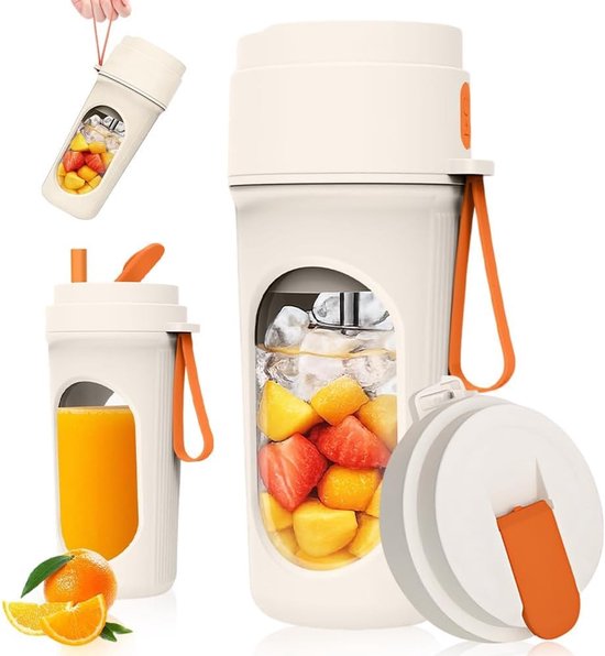 Draagbare Mixer voor Smoothies en Shakes, Krachtige Snijprestaties met 6 Ultra Scherpe Messen, Ideaal voor Thuis, Kantoor en Reizen