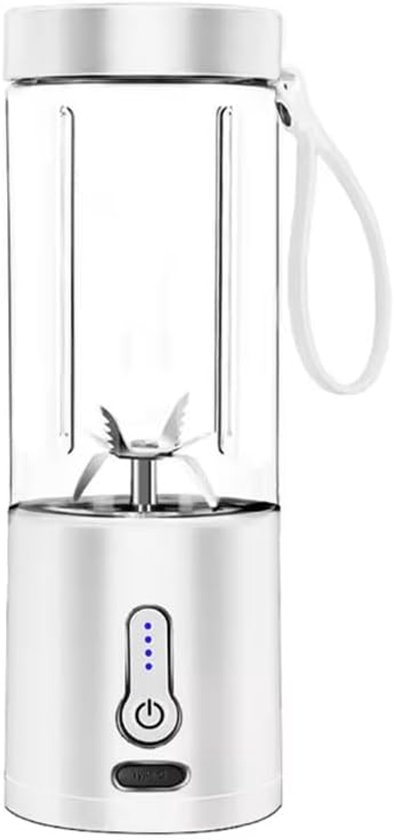 Draagbare, oplaadbare blender, 530 ml elektrische sapcentrifuge, geschikt voor het maken van smoothies en crèmes, mini blenderbeker, perfect voor op reis, picknicks, kantoor, sportschool en andere buitenactiviteiten, wit. van Merkloos