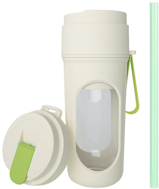 Draagbare oplaadbare mini-blender met dubbel deksel, reis-sapcentrifuge, 4000 mAh, geschikt voor gezin en onderweg (groen) van Merkloos