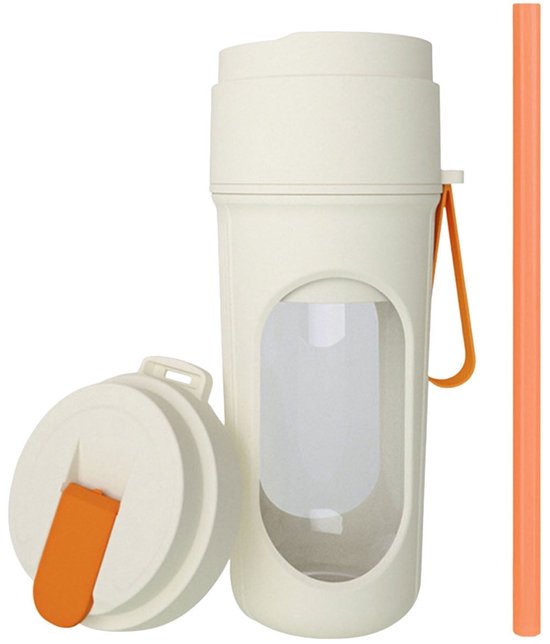 Draagbare oplaadbare mini-blender met dubbel deksel, reis-sapcentrifuge, 4000 mAh, geschikt voor gezin en onderweg (oranje) van Merkloos