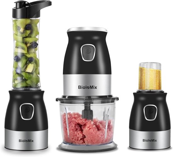 Draagbare Personal Mixer 3-in-1 met Hakmolen en Vleesmolen - 500W Keukenmachine voor Babyvoeding van Merkloos