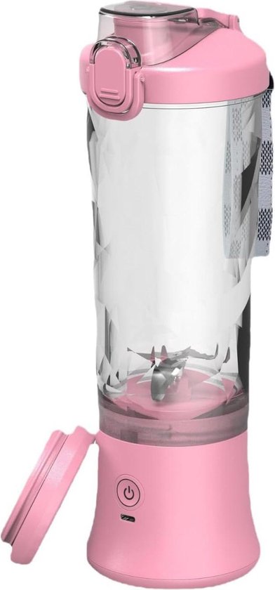 Draagbare Persoonlijke Elektrische Blender - 600ml/21oz Sap Cup - Nippen Uitloop - 6-Blade Voor Shakes Noten Sappen Groenten - Roze . van Merkloos