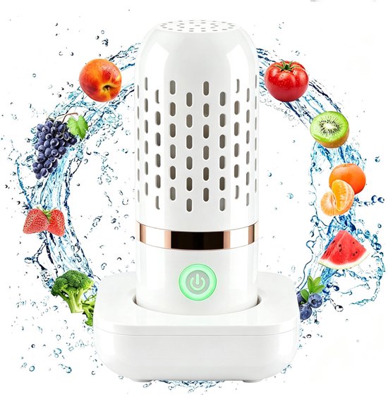 Draagbare reiniger - Fruit- en groentewasser - Groente Reinigen - Draagbare - Elektronische Groente en Fruit Reiniger - Geschikt Voor Groenten - Draagbare Ultrasonische Groente - USB Oplaadbaar - Fruit & Groente - wit