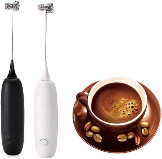 Draagbare Roerstaaf Set (2 Stuks) - RVS + Melkschuimfunctie + Batterijbewerking - Drankenmenger / Koffiemixer / Cappuccino Gadget - Ideaal voor Latte, Matcha, Warme Chocolademelk & Cadeau van Merkloos