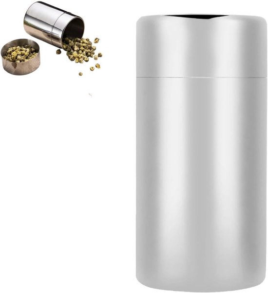 Draagbare RVS Theekanister voor Losse Thee en Theezakjes - Kleine Keukencontainer voor Koffiebonen en Specerijen (550ML) van Merkloos