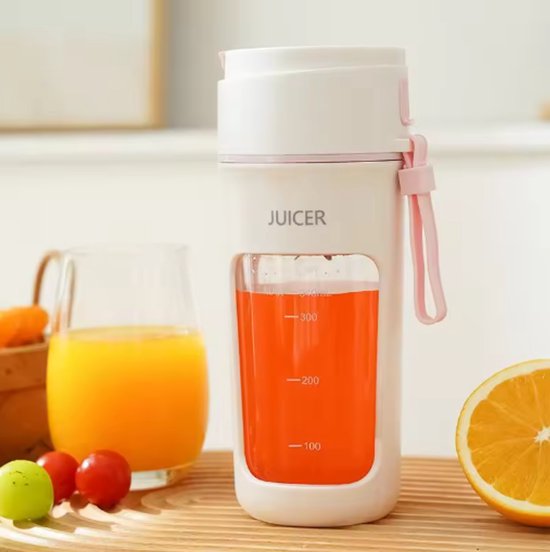 Draagbare sapbeker, multifunctionele draagbare sapcentrifuge, met digitaal display en USB oplaadbare elektrische blender - roze van Merkloos