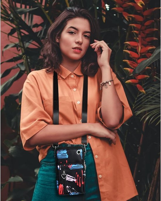 Draagbare Schoudertas voor Mobiele Telefoon met Hoofdtelefoon Ingang - Mini Crossbody Tas voor Onder de 7 Inch, Ideaal voor Dagelijks Gebruik en Reizen