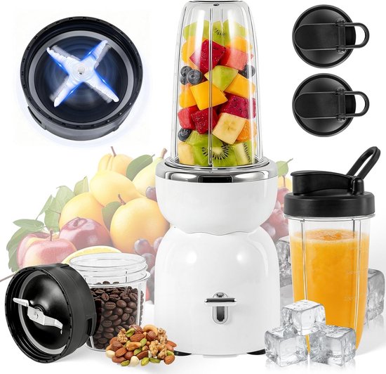 Draagbare Smoothie Blender met 2x ToGo Bekers en Molen van Merkloos