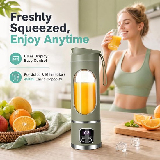 Draagbare Smoothie Maker - 450ml - USB-oplaadbaar - 3 Snelheden - BPA-vrij