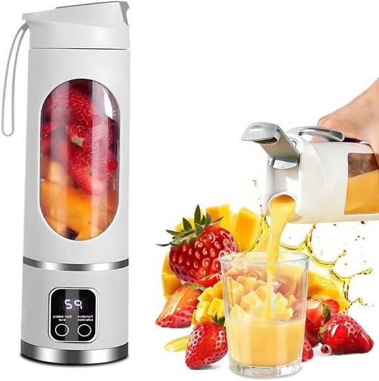 Draagbare Smoothie Maker - Mini Blender - Gezonde Drankjes Maken - 12 Roestvrij Staal Messen - 450 ml - Wit