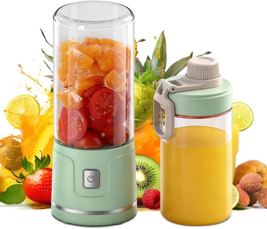 Draagbare Smoothiemaker - Mini Blender - Snelle Smoothies Maken - Oplaadbaar Draadloos - 450 ml Capaciteit - Groen van Merkloos