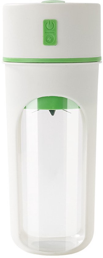 Draagbare, via USB oplaadbare elektrische sapcentrifuge, mini-beker van 480 ml voor sinaasappel- en citroensap, 1200 mAh batterij, gemakkelijk schoon te maken (groen).