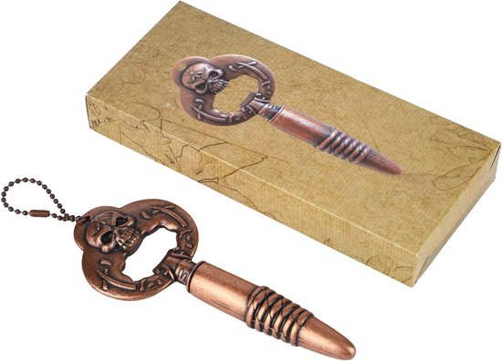 Draagbare wijnflesopener van zinklegering met schedelpatroon voor bar en thuisgebruik, perfect voor feestjes en cadeau's van Merkloos