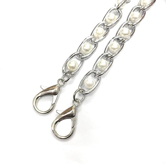 Draagriem met parels en metalen schouderband voor handtassen, schoudertassen en crossbody tassen voor dames van Merkloos